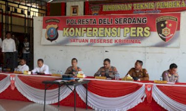 Polresta Deli Serdang Gelar Konferensi Pers Penindakan Genk Motor Yang Meresahkan Masyarakat.