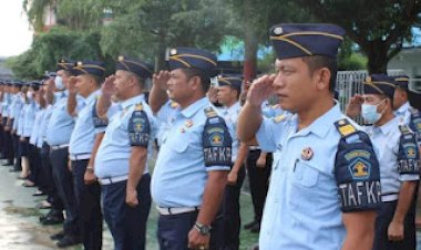 Petugas Kelas 1 Medan Pimpin Apel Pagi Untuk Melakukan Cek Riek.