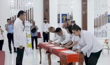 KA,Rutan Kelas I Medan Hadiri Penandatanganan Aksi Pencegahan Korupsi KEMENKUMHAM SUMUT