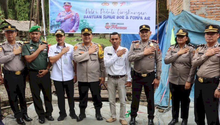 Peduli Lingkungan, Kapolres Langkat Lounching Peresmian Sumur Bor Di Desa Sei Meran, Kecamatan Pangkalan Susu
