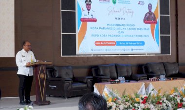 Hadiri Musrenbang RPJPD Kota Padangsidimpuan tahun 2025-2045 & RKPD tahun 2025, Pj. Wali Kota : "Berharap Lahir Program - Program Inovatif dalam Mensejahterakan Masyarakat"
