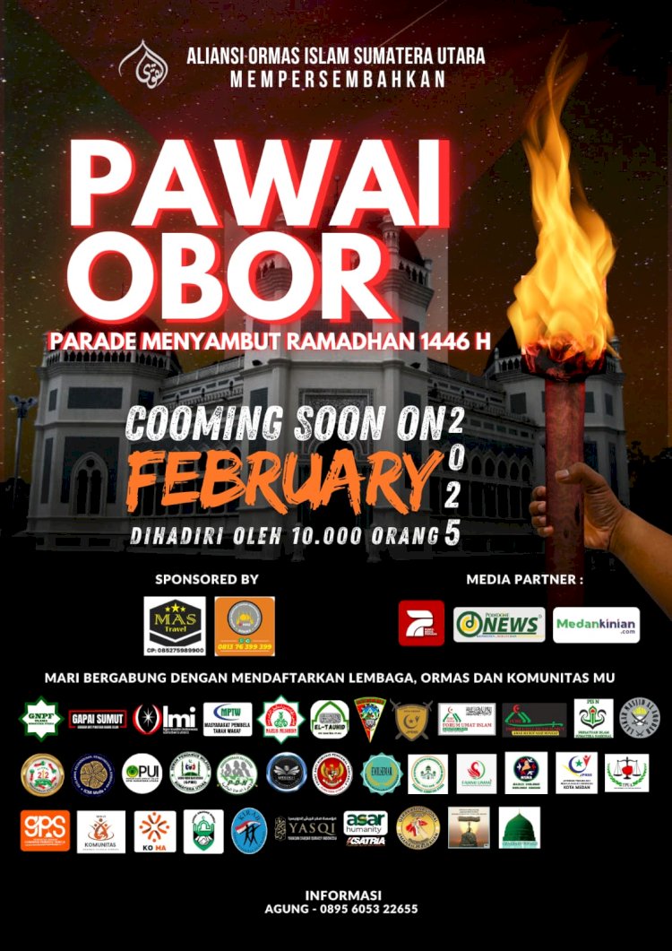 Sambut Ramadhan 1446 Hijriyah, Aliansi Ormas Islam Sumatera Utara Gelar Pawai Obor Bersama